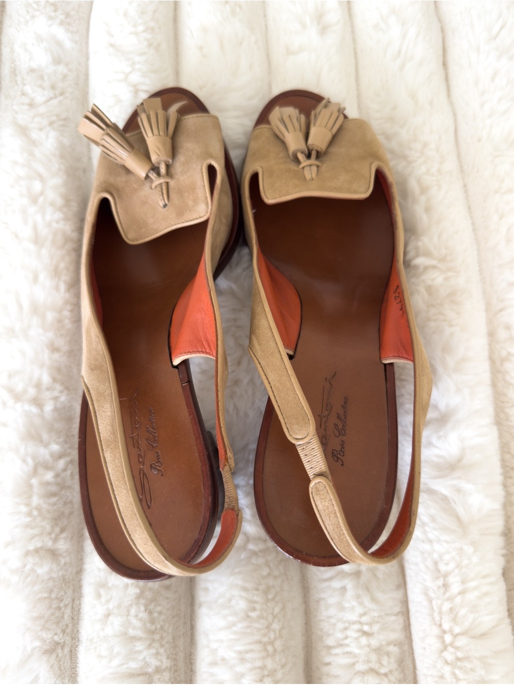 Santoni Rose Collection Sling Back Peep Toe Sandals Italian Luxury - Picture 3 of 8